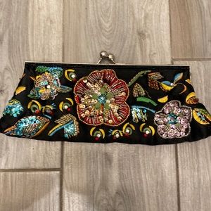 Embroidered evening clutch